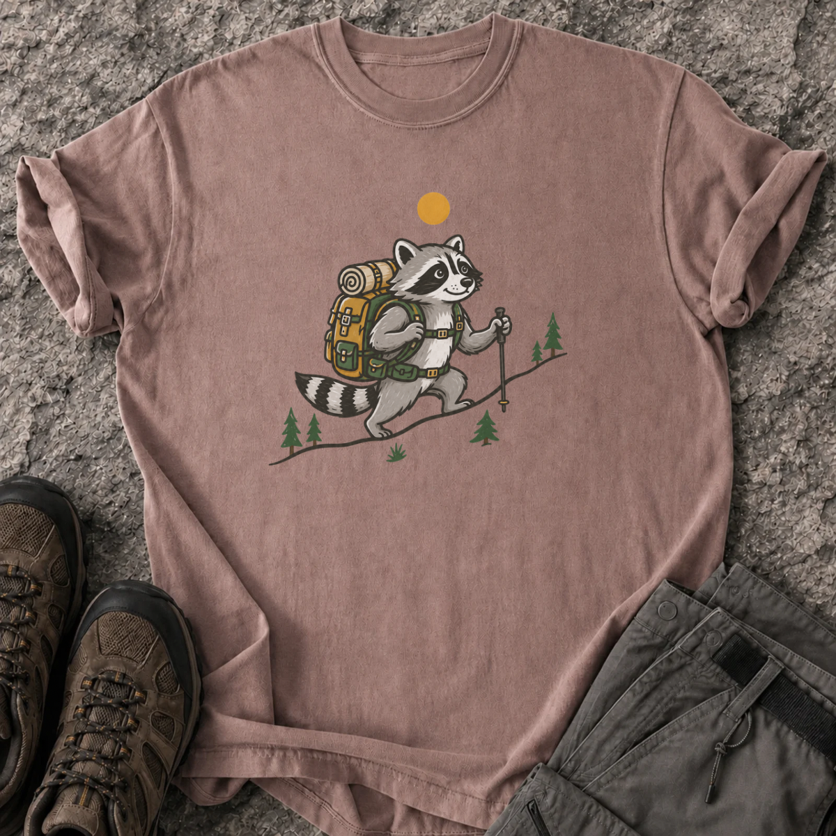 Hiking Raccoon T-Shirt
