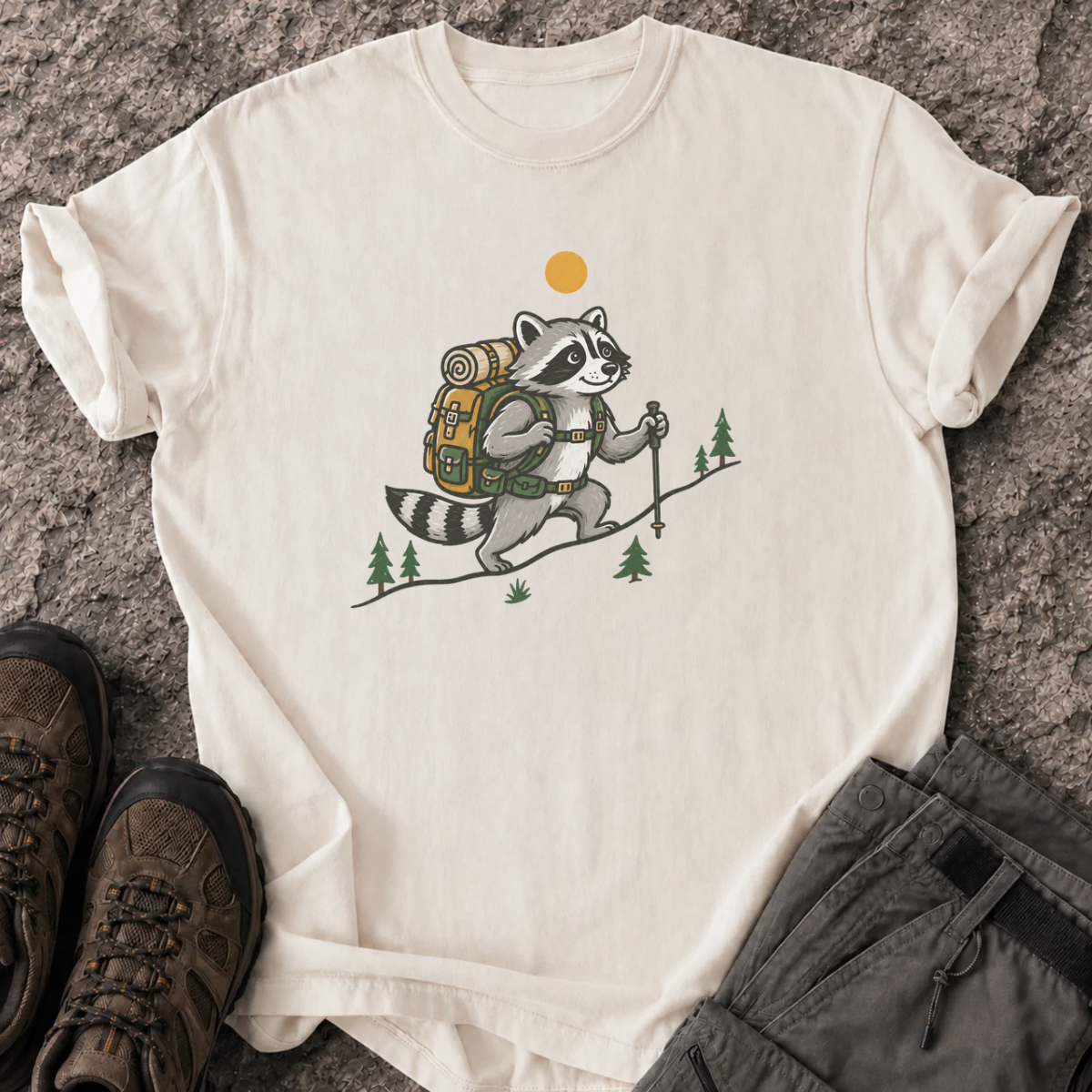 Hiking Raccoon T-Shirt