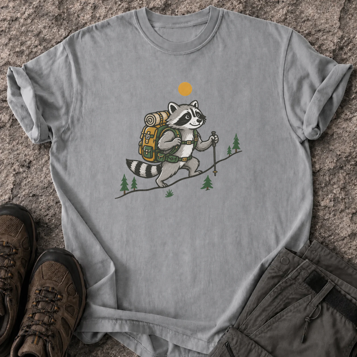 Hiking Raccoon T-Shirt