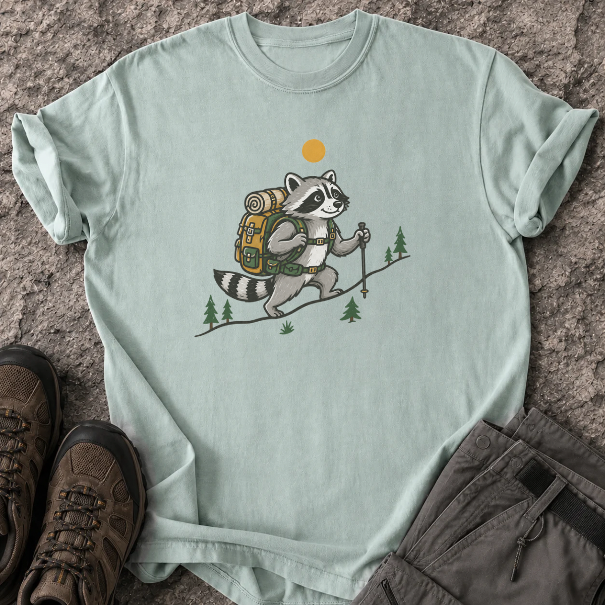 Hiking Raccoon T-Shirt