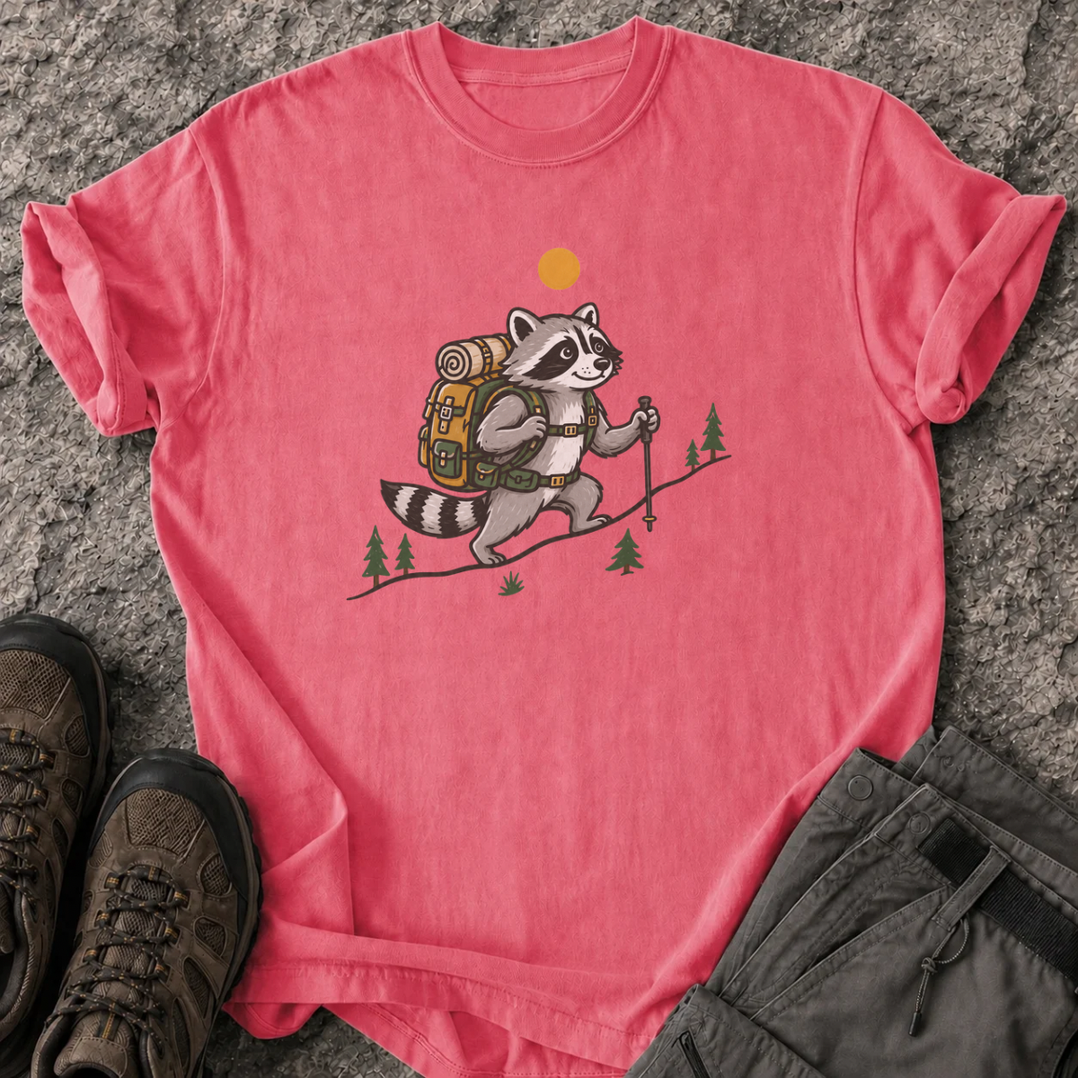 Hiking Raccoon T-Shirt
